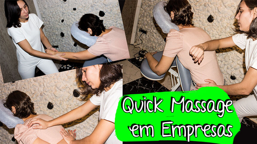 Terapeuta de Quick Massage durante uma SIPAT