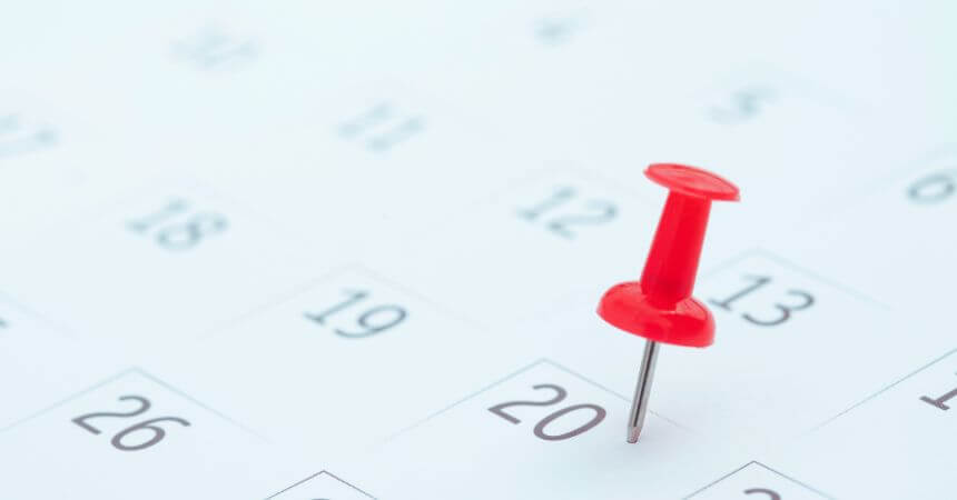 Calendário mostrando o prazo e mês para realizar SIPAT